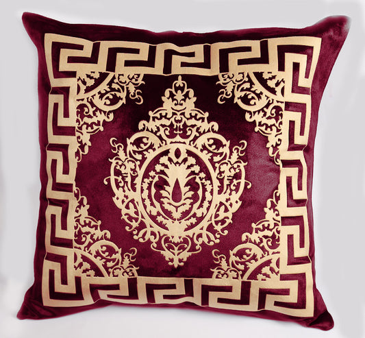 Maroon Laser-Cut Velvet Cushion