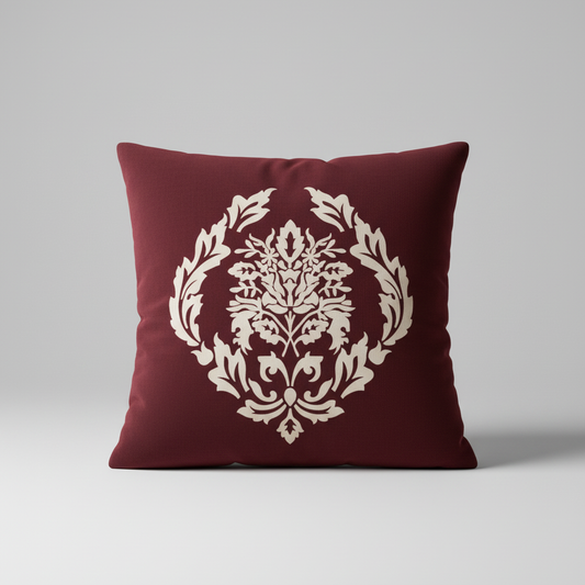 Luxury Royal Maroon Laser Pattern Cushion