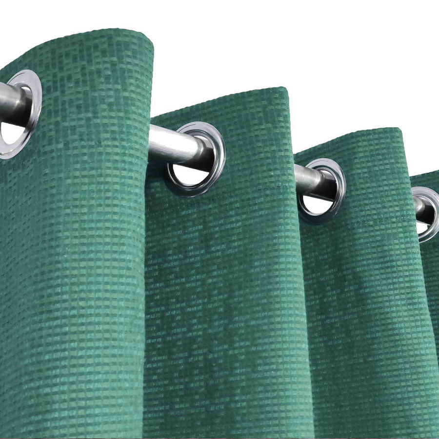 Green Self Design Jacquard Eyelet Curtain