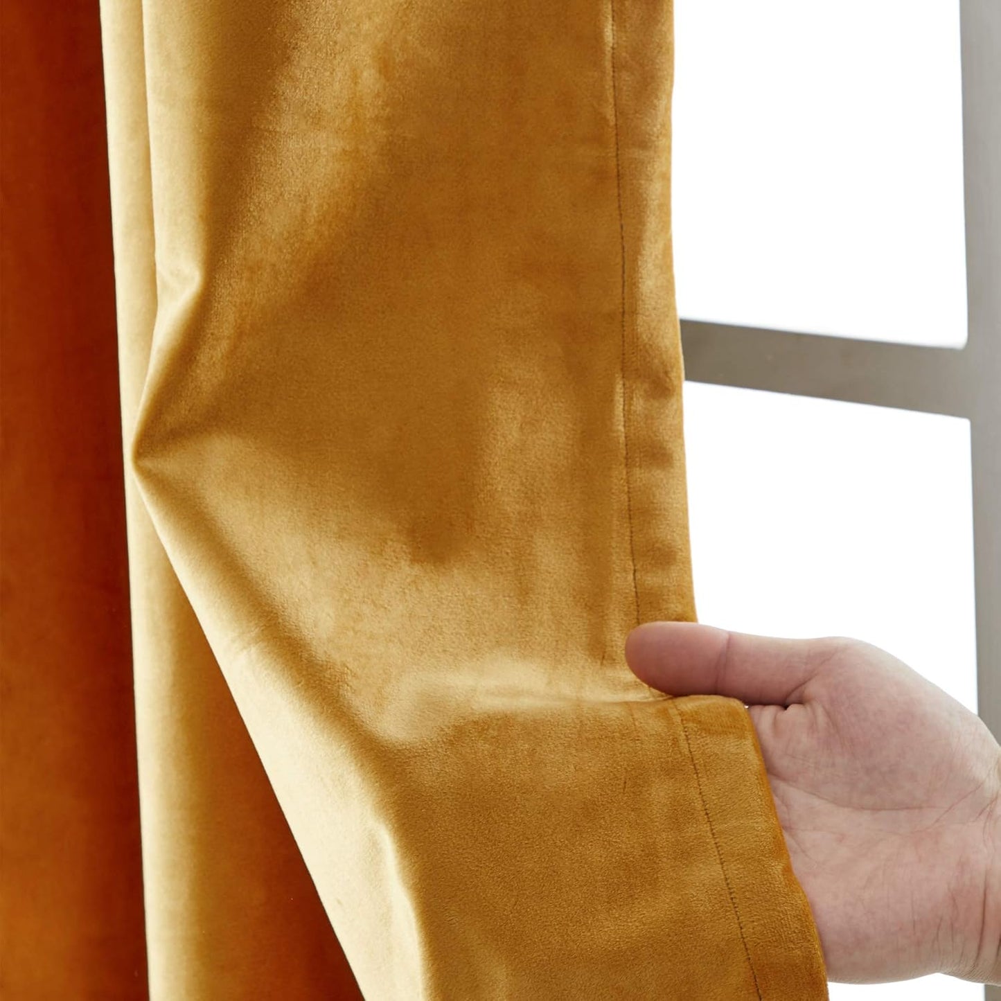 Grey Mustard Two Tone Velvet Curtains