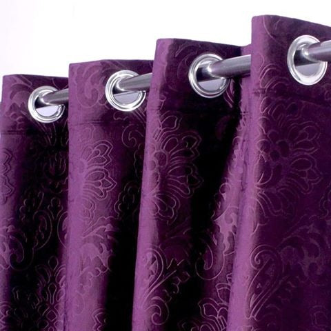 Purple Premium Self-Embossed Velvet Curtains – Soft, Stylish & Durable