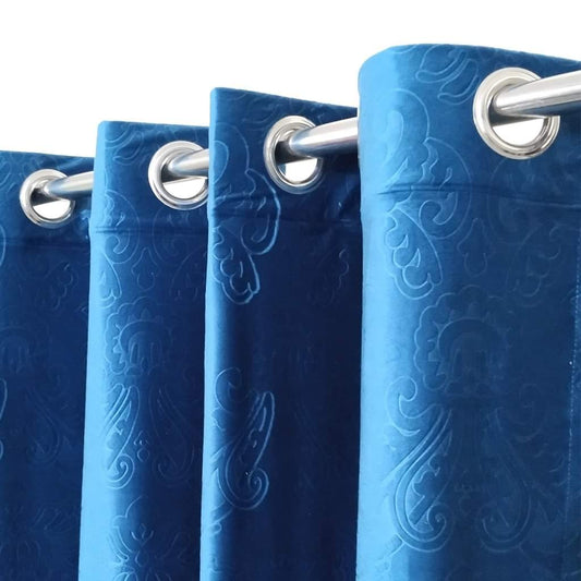 Blue Premium Self-Embossed Velvet Curtains – Soft, Stylish & Durable