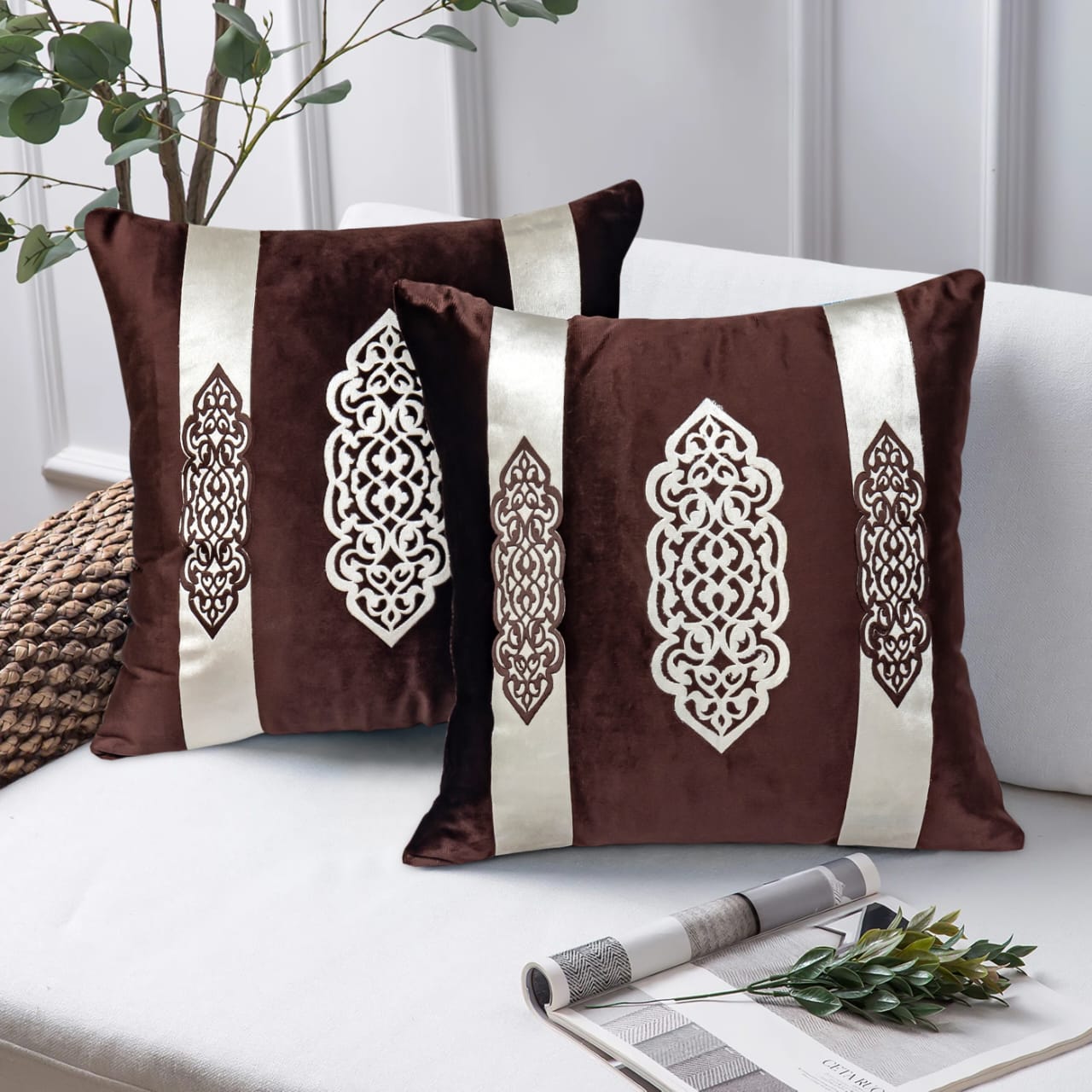 Laser Designed Motif Velvet Cushion Cover