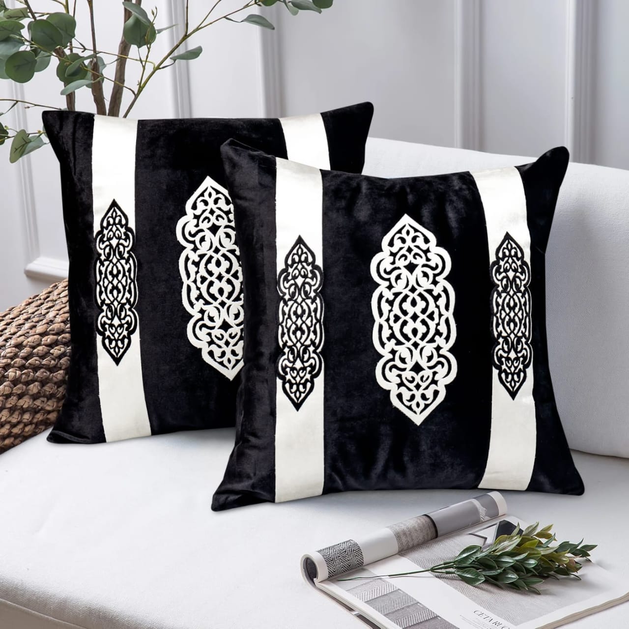 Laser Designed Motif Velvet Cushion Cover