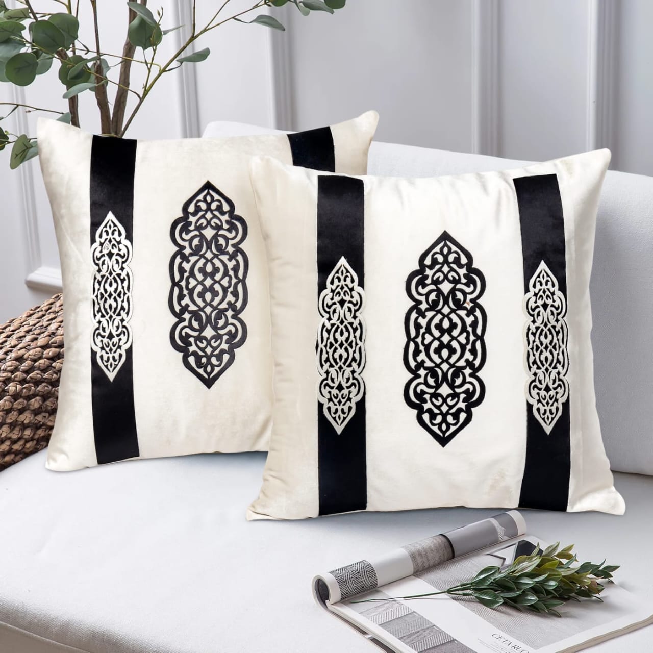 Laser Designed Motif Velvet Cushion Cover