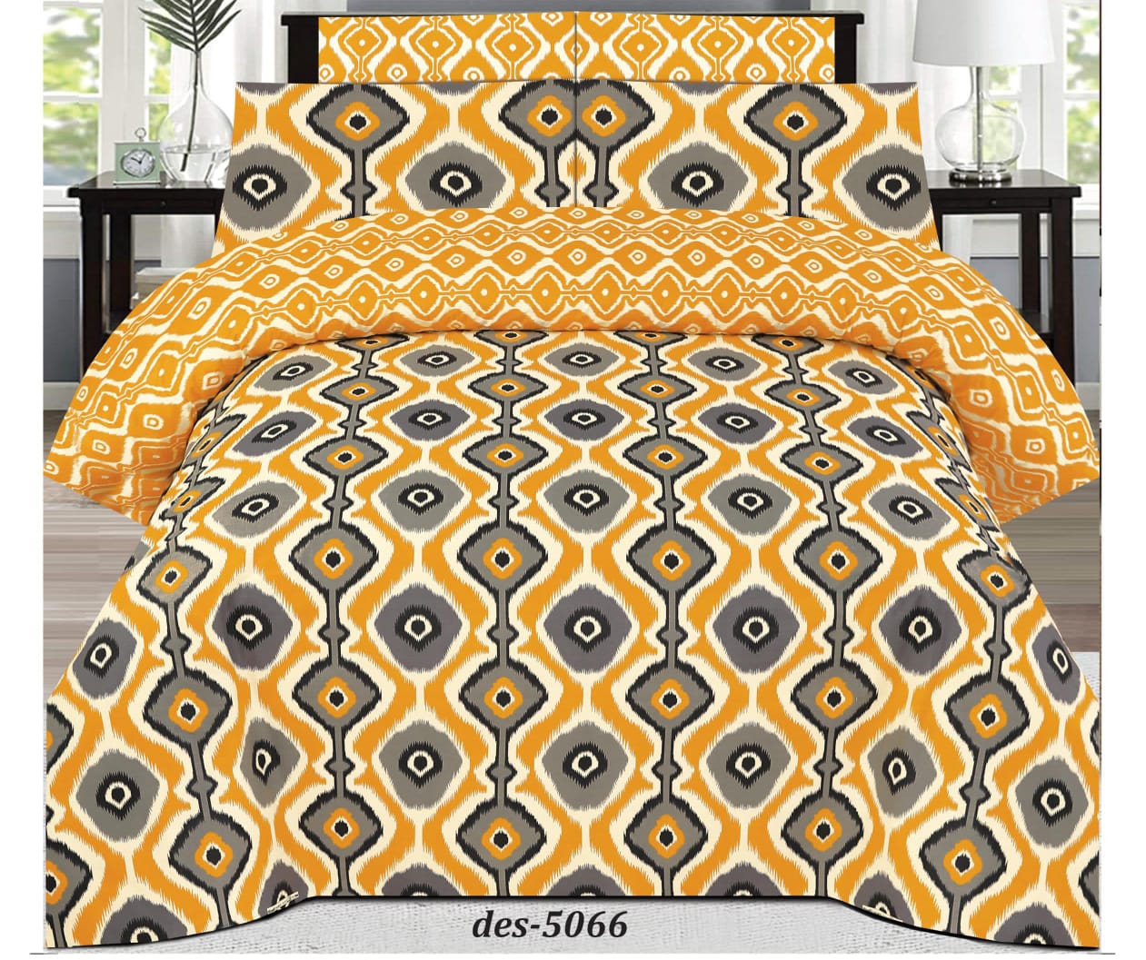 6 PC's Pure Cotton Bed Sheet & Comforter Set