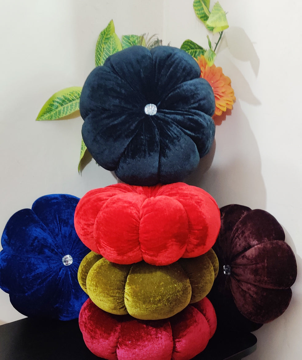 Flower Velvet Round Throw Pillow Couch Cushion