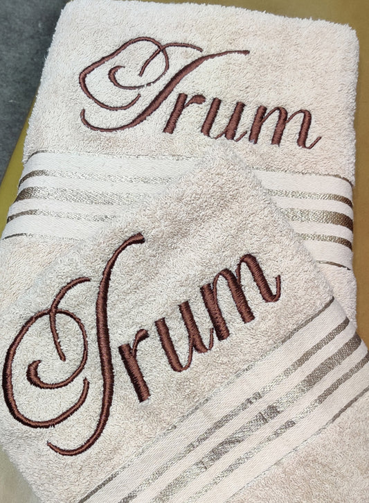 Personalized Name Towel 100% Cotton (Make a personalized towel with your name) - Pair