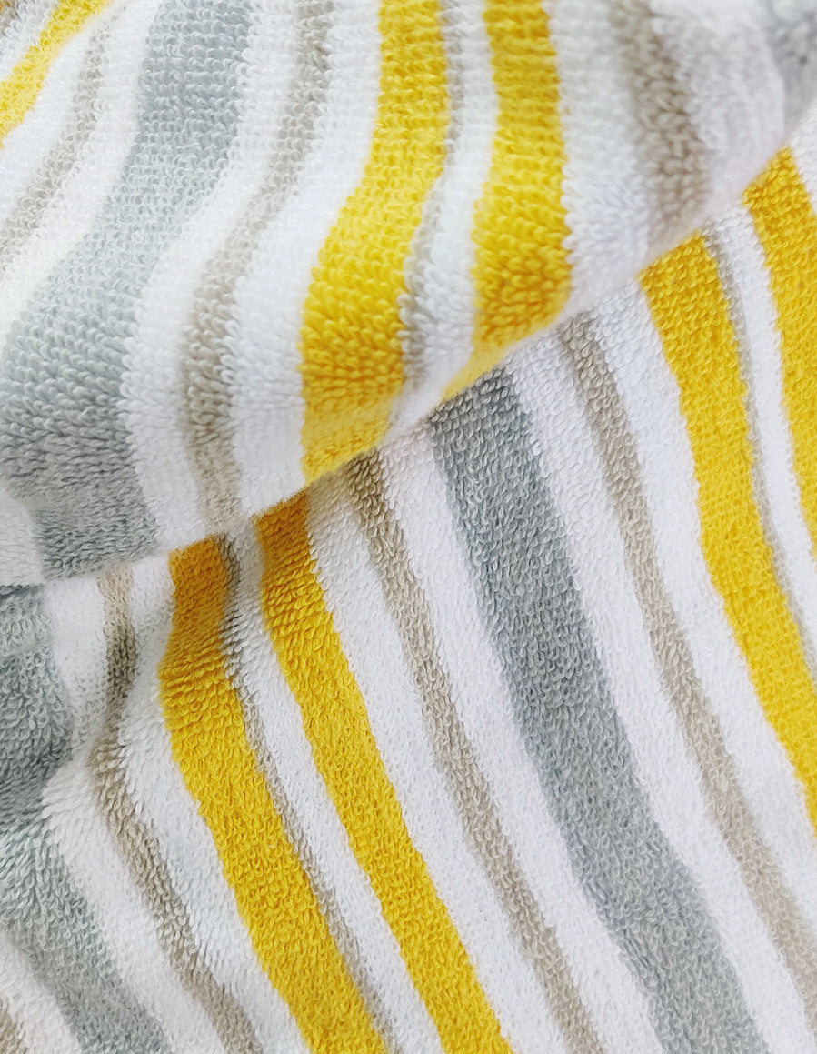 Yellow Grey Stripe Cotton Printed Bath Size Towel