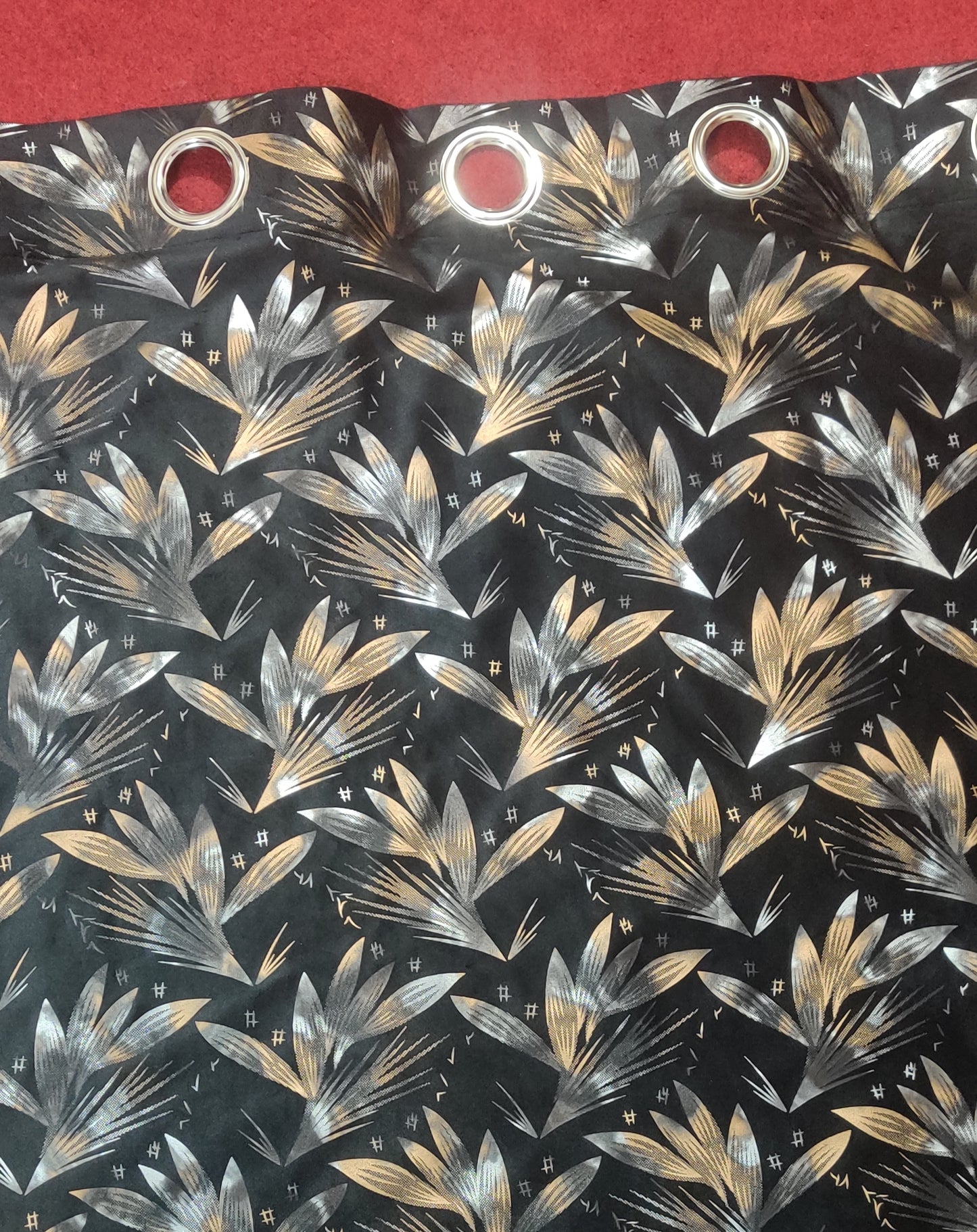 Black Luxe Tropical Leaf Curtain Panel