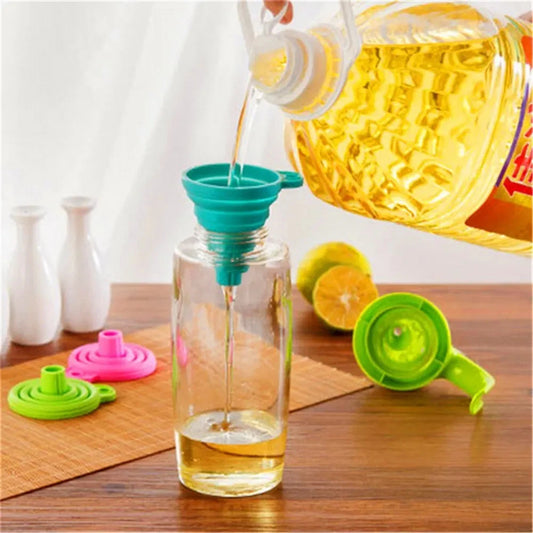 Kitchen Silicone Funnel - Collapsible, Multi-Size for Kitchen Use with Oil & Honey