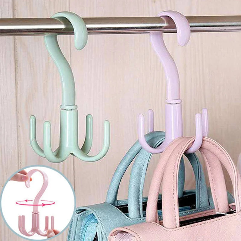 Space-Saving 360° Storage Rack Hanger - Adjustable Closet Organizer for Bags, Shoes, Belts & Scarves