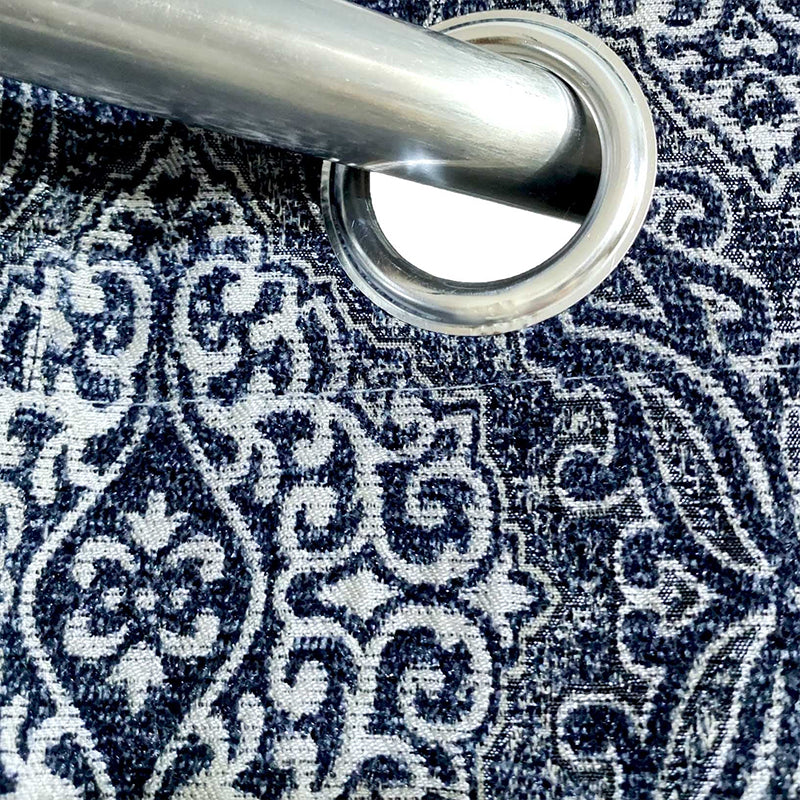Dense Blue Viscose Wavy Style Curtain