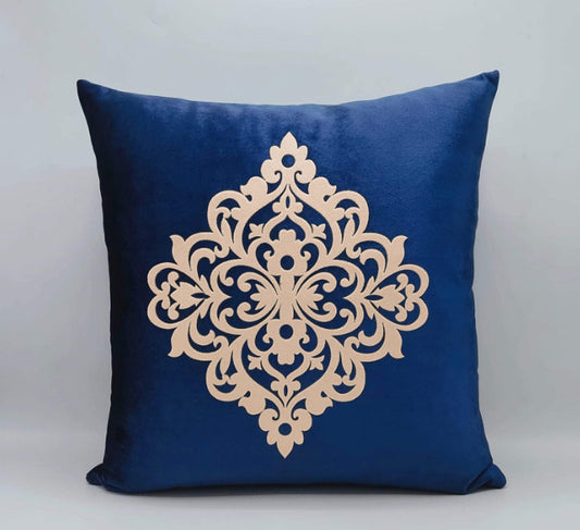 Blue Velvet Laser Design Sofa Cushion Cover