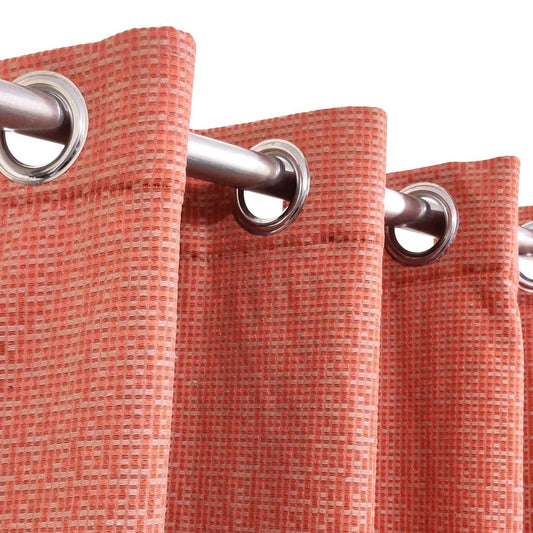 Orange Ring Top Eyelet Jacquard Curtain