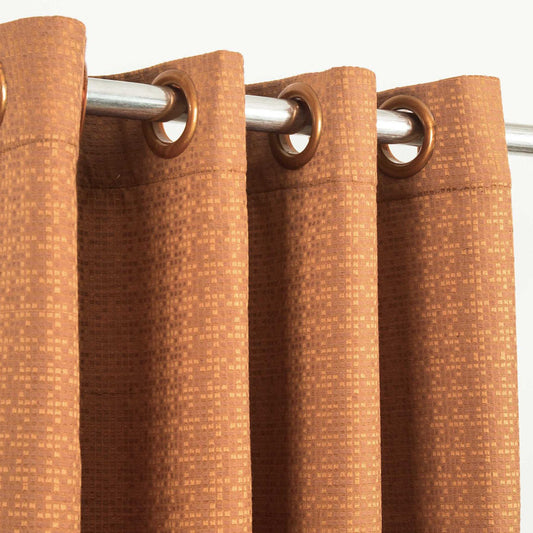 Rust Brown Jacquard Eyelet Curtain