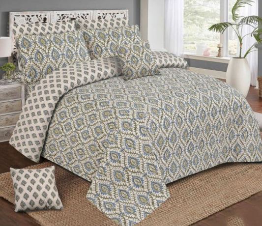 6 PC's Cotton Quilt/Razai Cover Bed Sheet Set