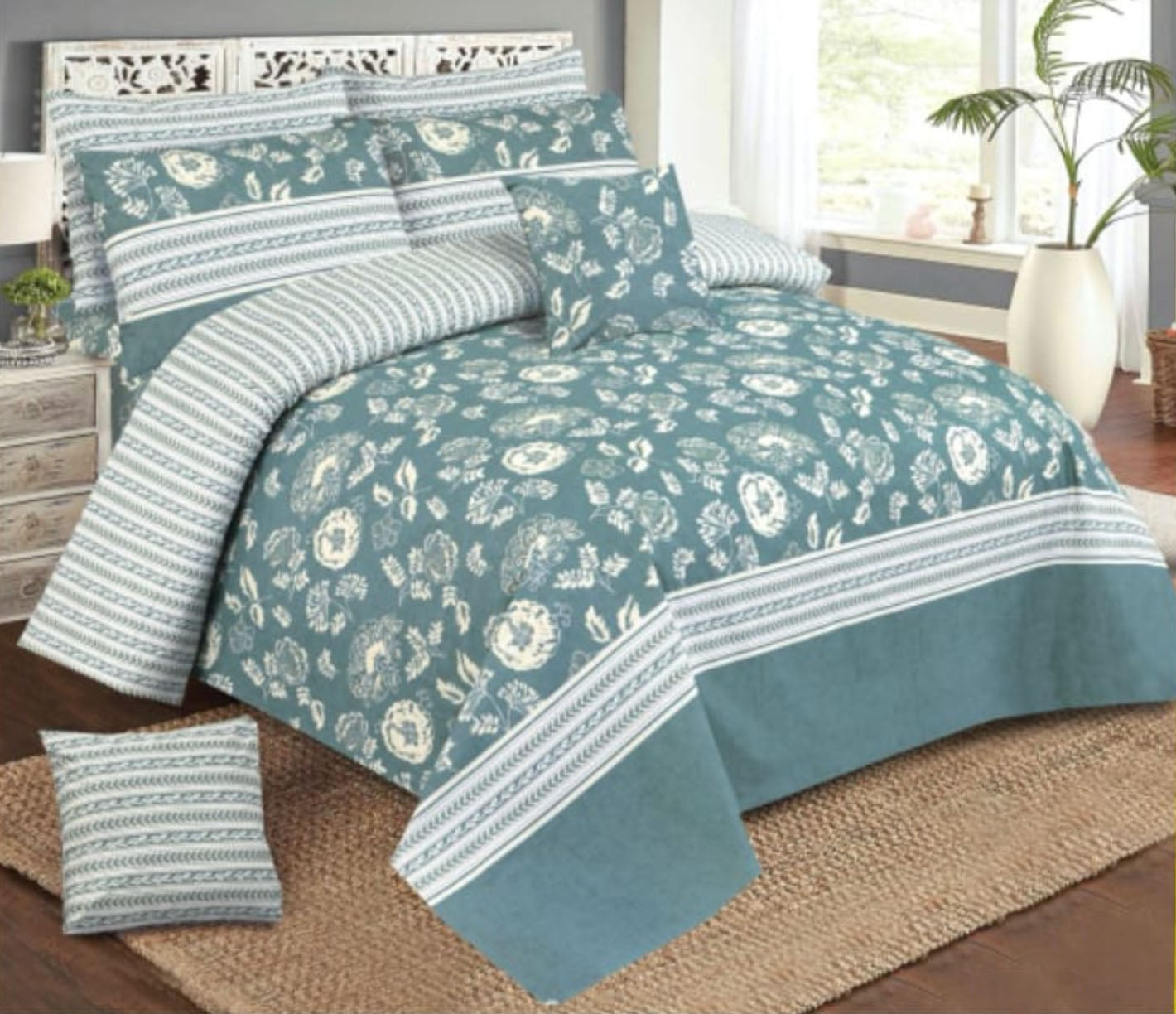 6 PC's Cotton Quilt/Razai Cover Bed Sheet Set