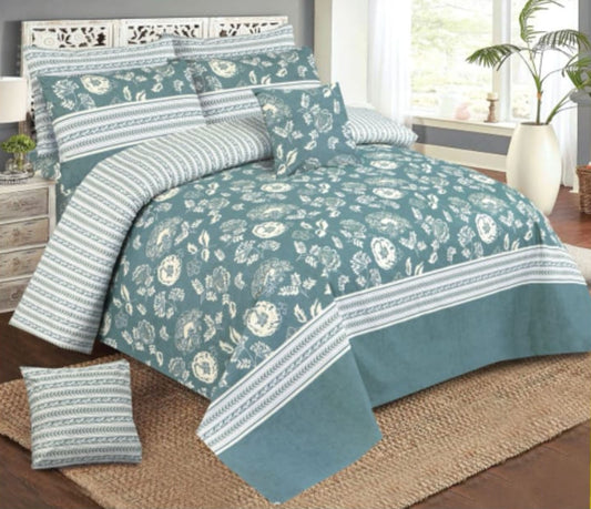 6 PC's Cotton Quilt/Razai Cover Bed Sheet Set