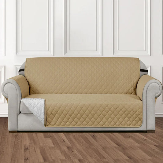 Beige Non Slip 6 Seater Quilted Sofa Cover Set