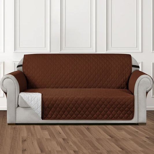 Brown Non Slip 6 Seater Quilted Sofa Cover Set