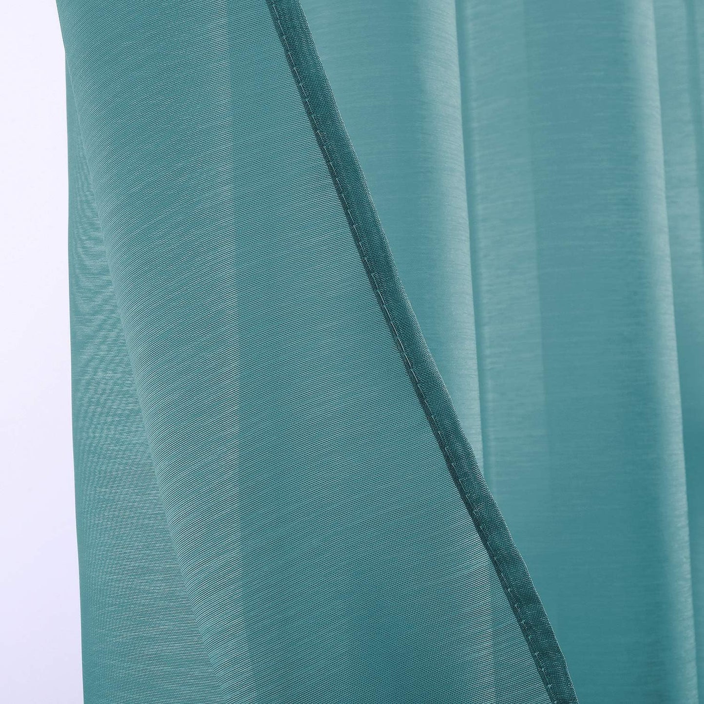 Teal Chiffon Sheer Curtains- Set of 2