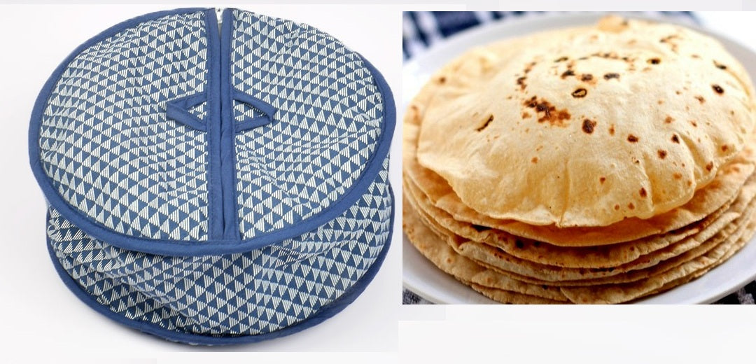 Printed Cotton Zip Roti/Chapati Bag Traditional Hotpot – Bread Box – Roti Box