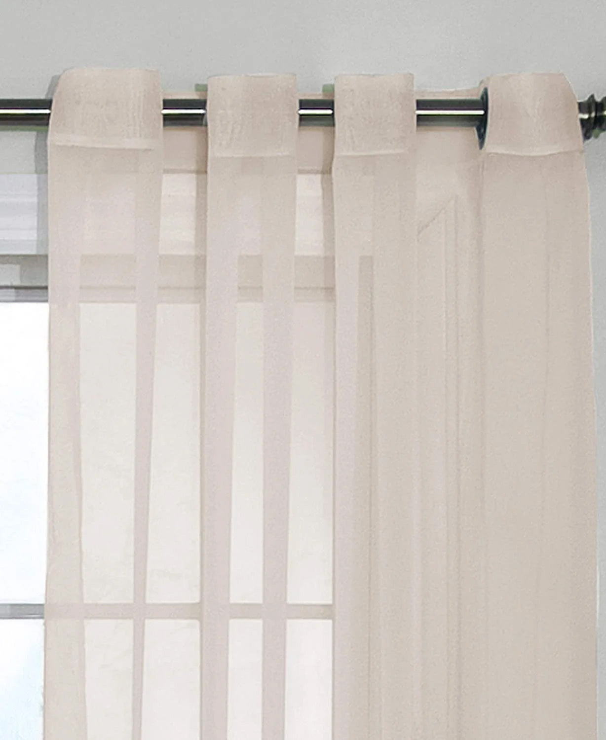 Beige Net Chiffon Curtain - Pair