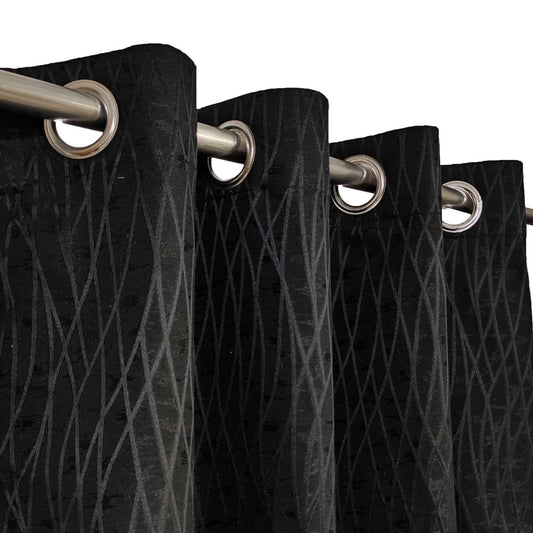 Black Self Design Premium Shanghai Silk Curtain