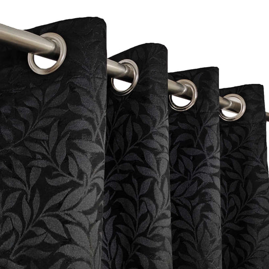 Black Premium Quality Eyelet Curtain - Single Panel