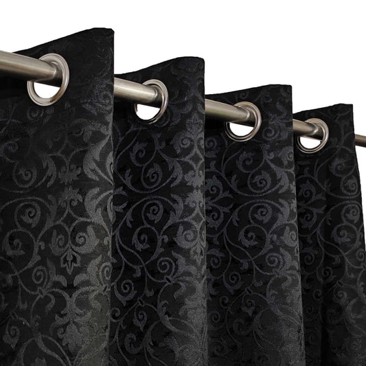 Black Premium Quality Eyelet Curtain - Single Panel