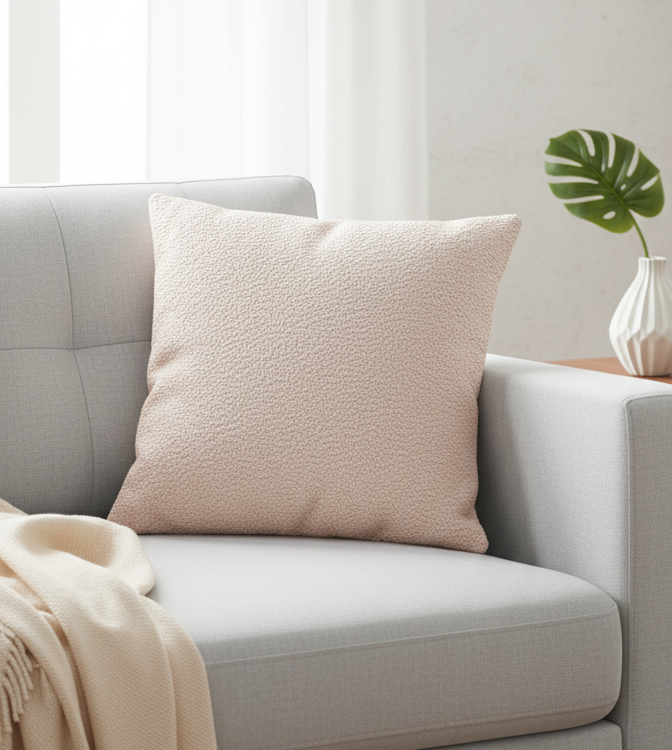 Highly Textured Boucle Printed Cushion Cover