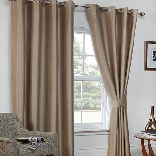 Coffee Color Pair Of Elegant Plain Silk Curtain