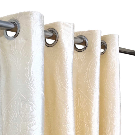 Cream Premium Self-Embossed Velvet Curtains – Soft, Stylish & Durable