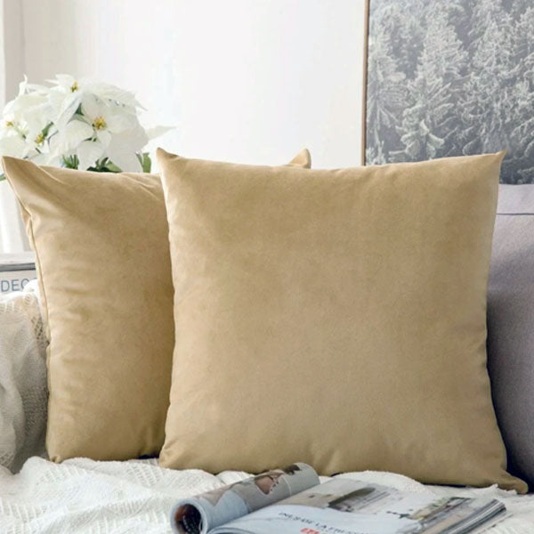 Beige Velvet Cushion Covers- Pack of 2