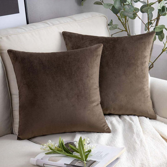 Dark Brown Velvet Cushion Covers- Pack of 2