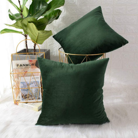 Dark Green Velvet Cushion Covers- Pack of 2