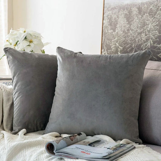 Grey Velvet Cushion Covers- Pack of 2