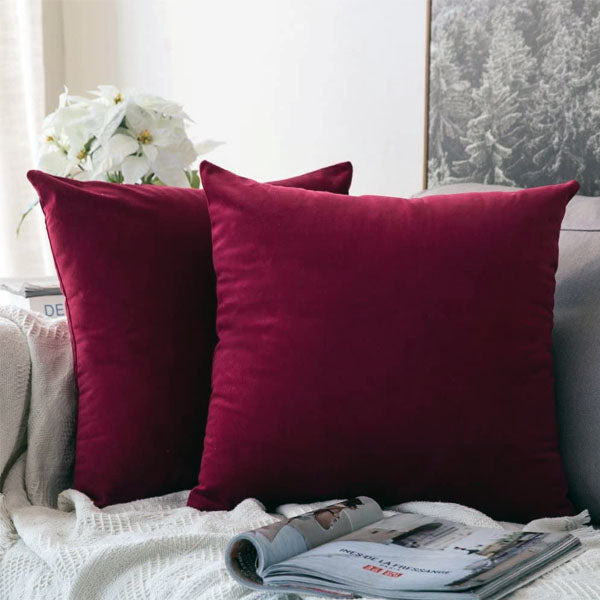 Plum Velvet Cushion Covers- Pack of 2