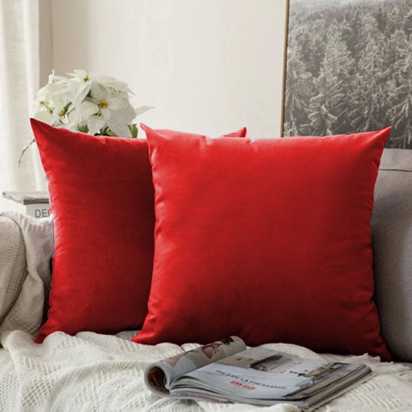 Red Velvet Cushion Covers- Pack of 2