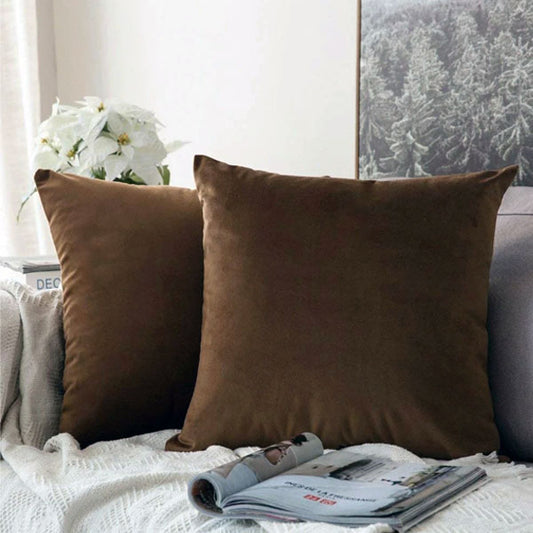 Brown Velvet Cushion Covers- Pack of 2