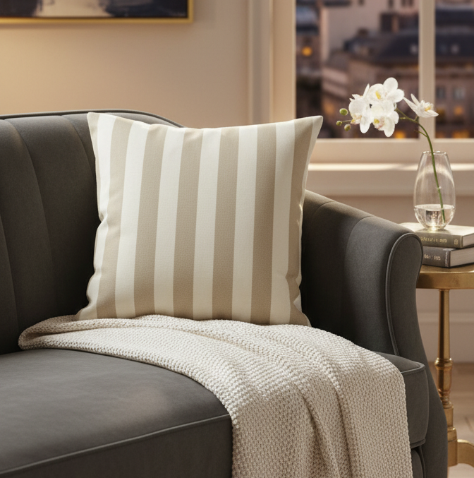 Classic Stripe Pattern Duck Cotton Cushion Cover