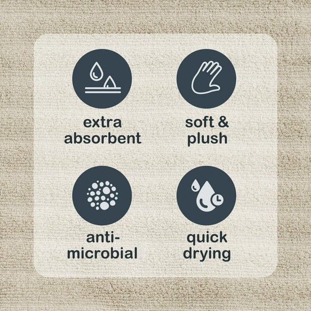 Pair of Beige Ribbed Cotton Bath Towels