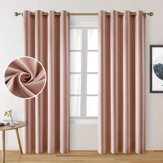 Eclipse Pink Pair Of Elegant Plain Silk Curtain