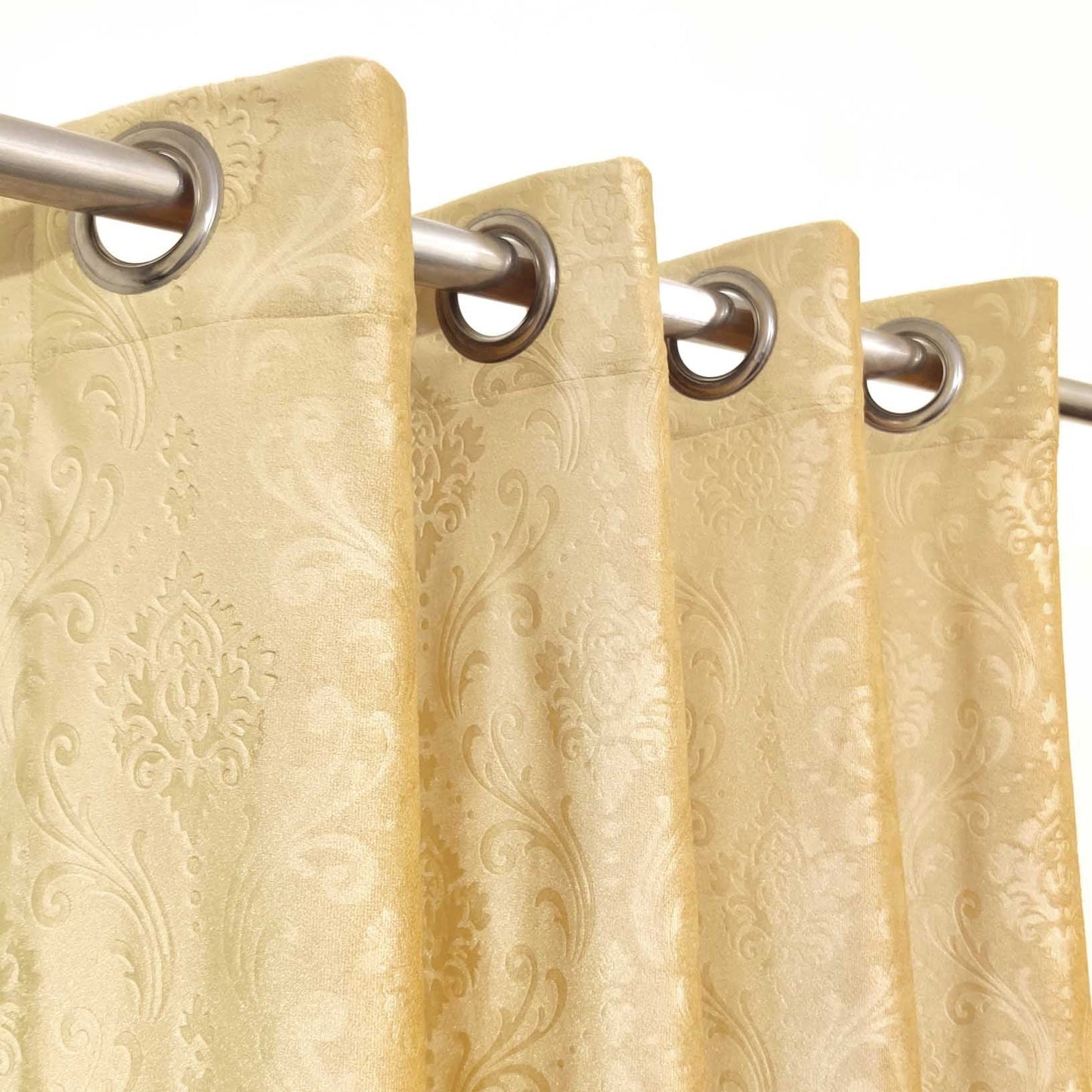 Light Golden Premium Self-Embossed Velvet Curtains – Soft, Stylish & Durable