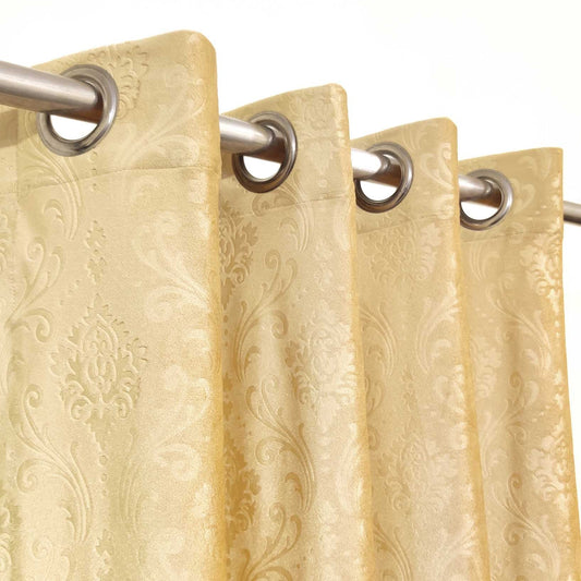 Light Golden Premium Self-Embossed Velvet Curtains – Soft, Stylish & Durable