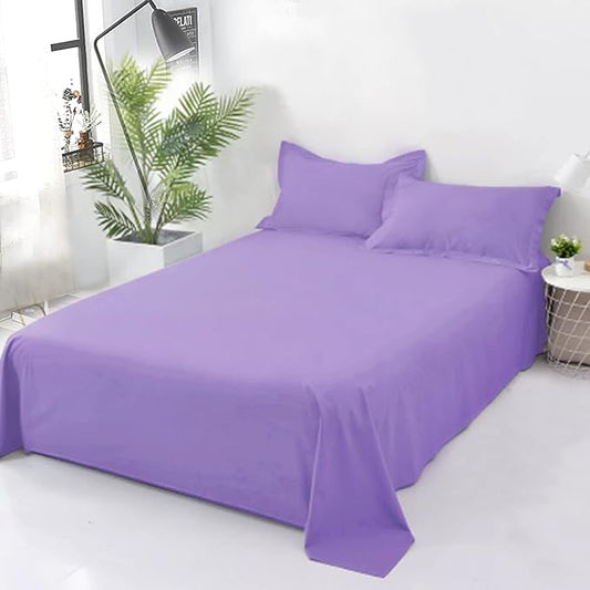 Lilac Plain Cotton Bedsheet Set – Soft & Durable