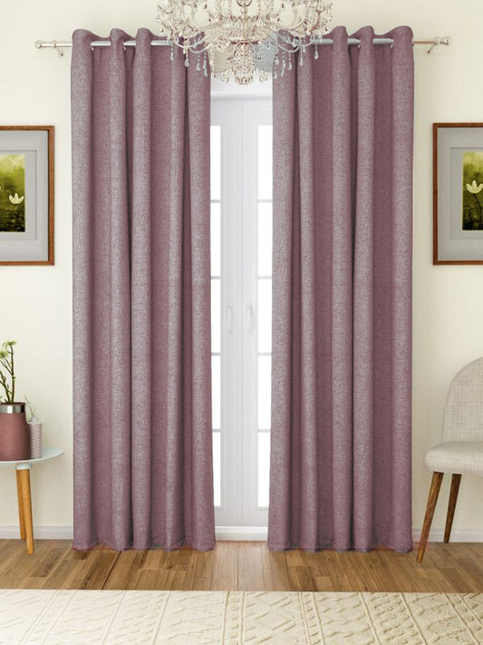 Mauve Blackout Jute Curtain - Pair