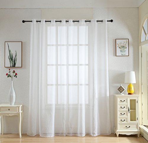 White Chiffon Eyelet Curtains (2 Panels)