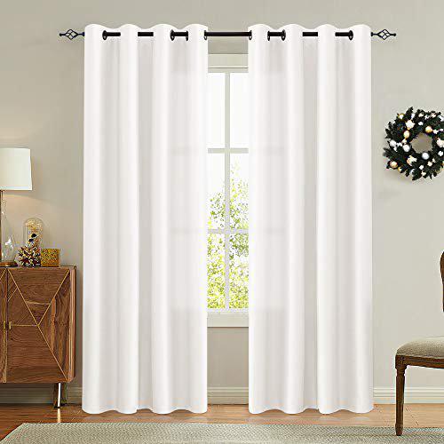 Off White Pair Of Elegant Plain Silk Curtain